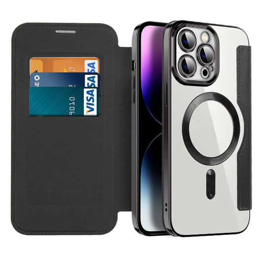 Läder Flip-fodral med magnetadsorption och RFID-skydd – Valtrix (1+1 GRATIS)