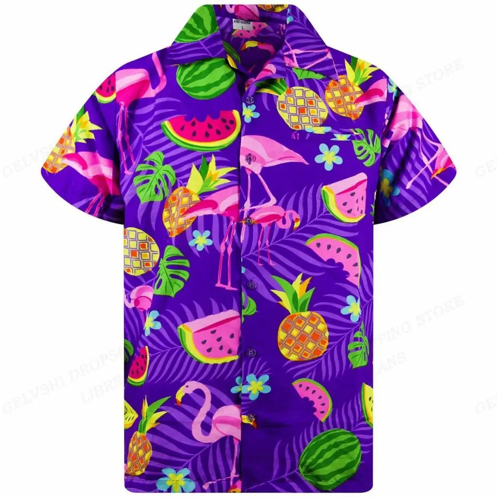 Tropisk 3D-flamingoskjorta – Kai