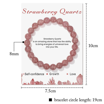 Rosa Strawberry Quarz Armband, 19cm, Selbstvertrauen, Wachstum, Liebe, Edelstein Schmuck.