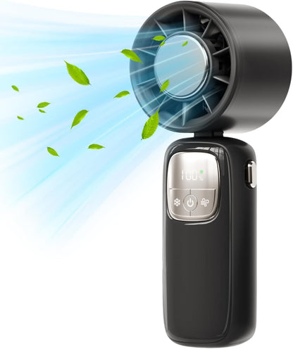 Bärbar hopfällbar handfläkt med LED-display, 100 hastighetsnivåer