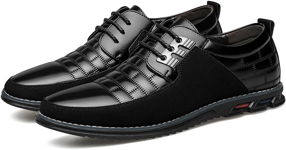 Schwarze Herren-Ledersneaker, rutschfest, elegant, mit Schnürung, für Business und Freizeit.