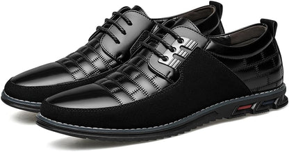 Schwarze Herren-Ledersneaker, rutschfest, elegant, mit Schnürung, für Business und Freizeit.
