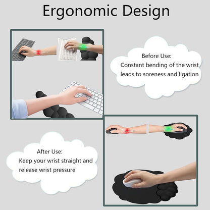 Molnformat ergonomiskt handledsstöd med musmatta och underlägg – Zeyora