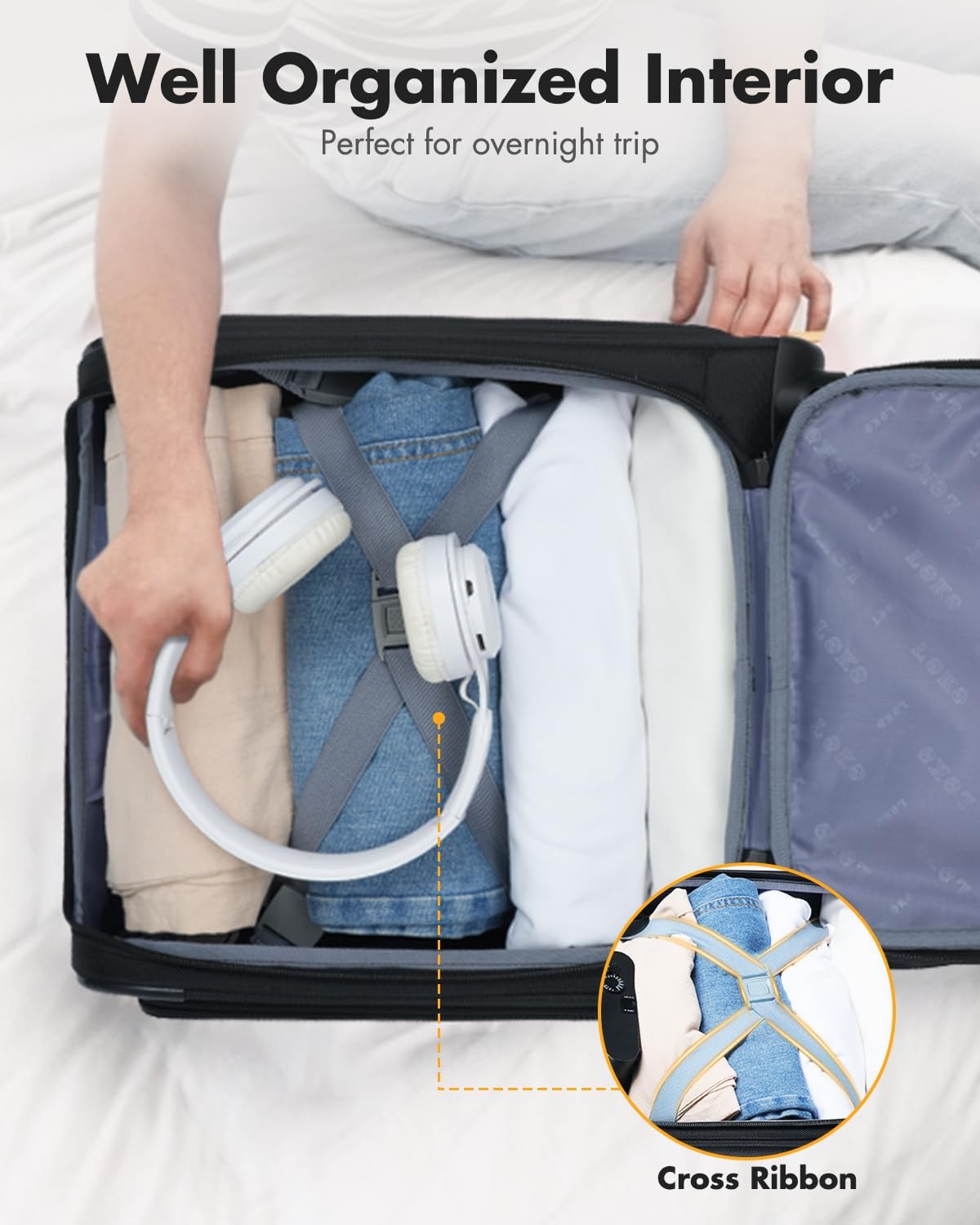 Flygbolagsgodkänt handbagage för under sätet med spinnerhjul och laptopfack