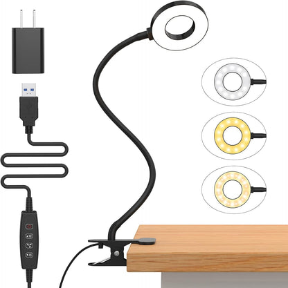 3 färglägen LED-klämlampa för skrivbord med flexibel svanhals – Selvara (1+1 GRATIS)