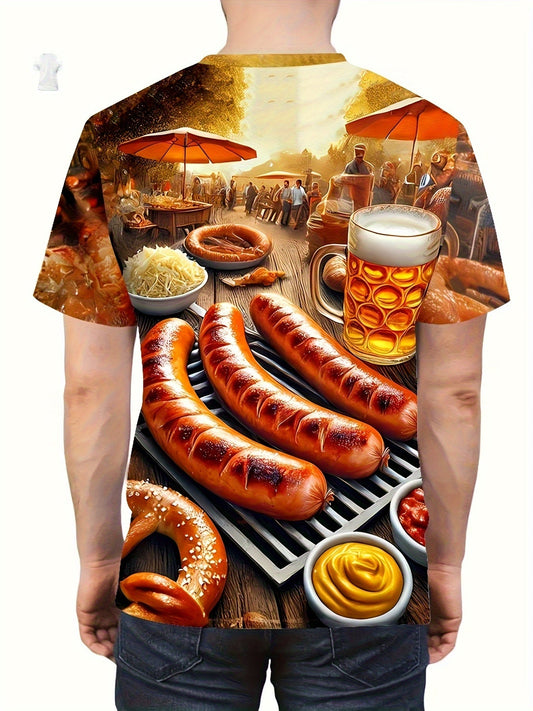 Herrarnas kortärmade T‑shirt med BBQ- och öltryck – Karl Oktoberfest 2026