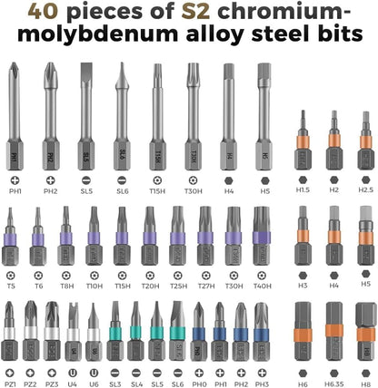 42-i-1 magnetiskt skruvmejselset – precisionsreparationsverktygssats med bits och handtag – Fixaro