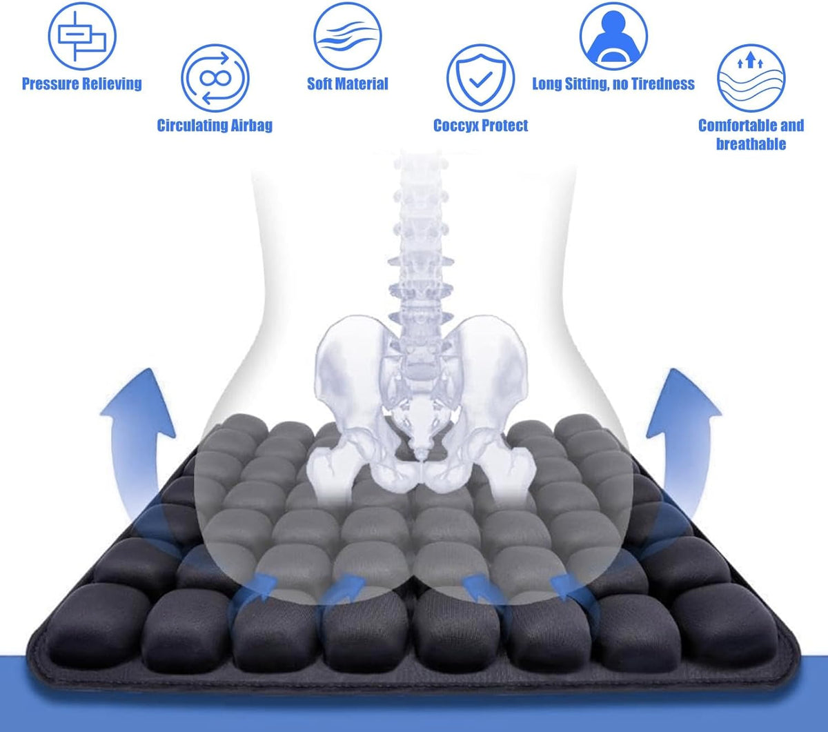 Uppblåsbart resekudde med ergonomisk tryckavlastning – AirComfort