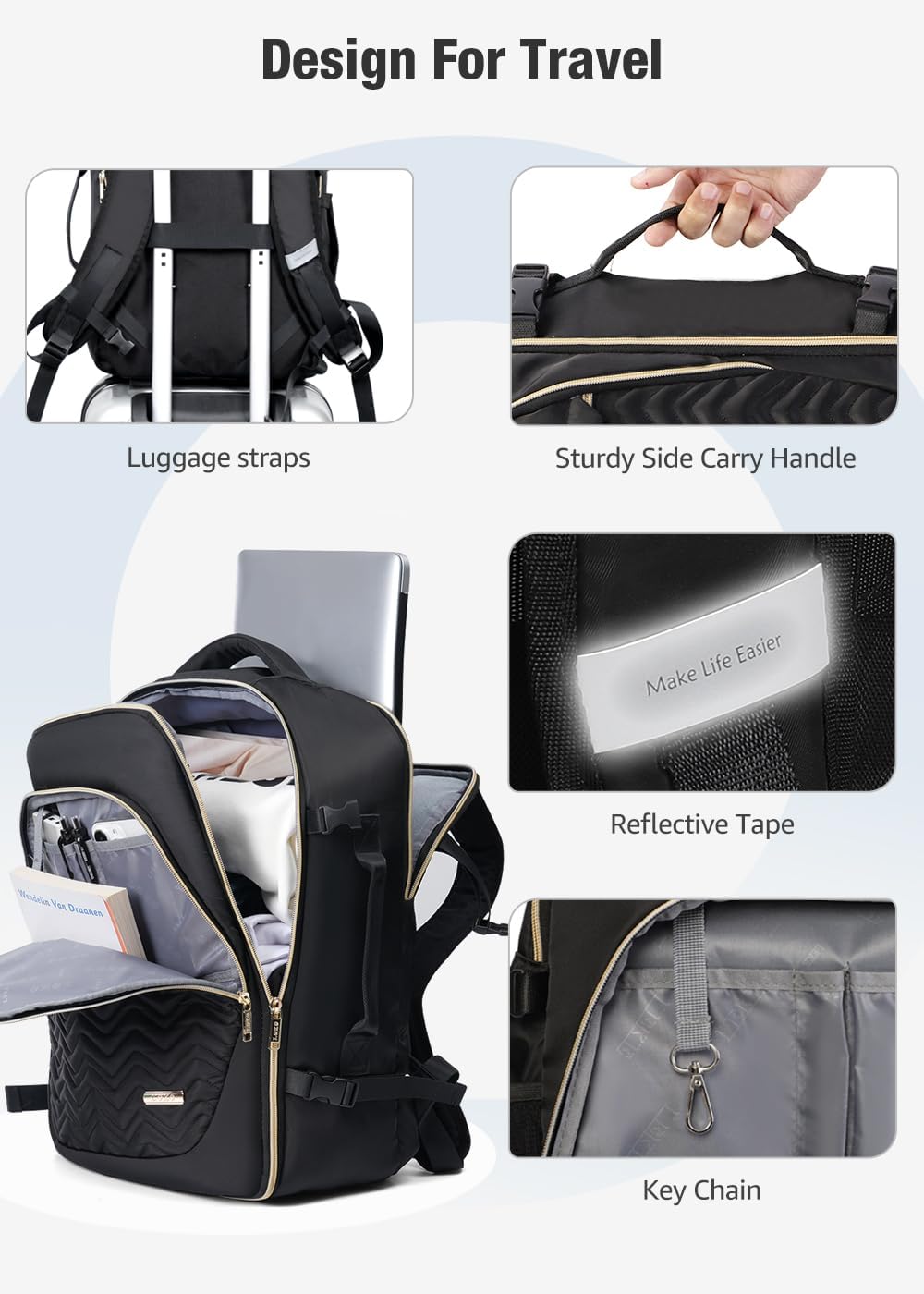 40 L flygkompatibel resväska/trolley med 6 packningskuber och laptopfack