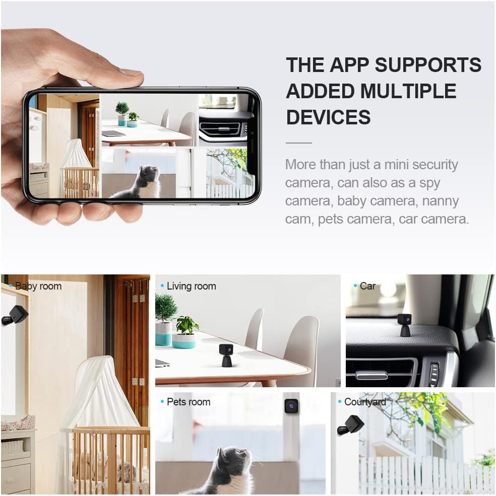 Mini-säkerhetskamera 4K WiFi dold inomhuskamera med nattseende