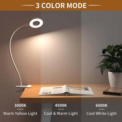 3 färglägen LED-klämlampa för skrivbord med flexibel svanhals – Selvara (1+1 GRATIS)