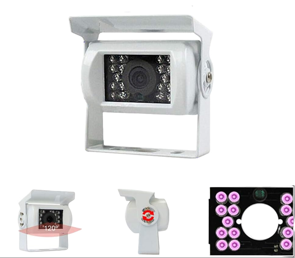 Backkamera för lastbil 12V/24V med 18 IR-LED för nattsyn IP68