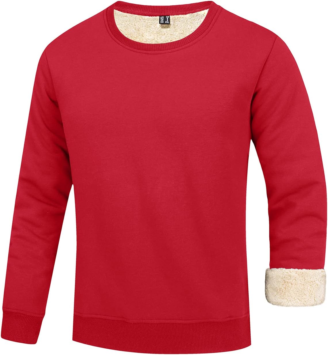 Roter Herrenpullover mit Fleecefutter, langärmelig, warm, ideal für Wintermode.