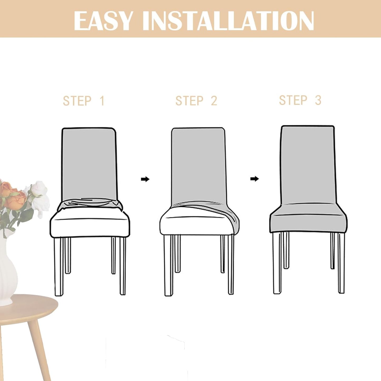 Stretch-set med överdrag till matsalsstolar – ChairGuard