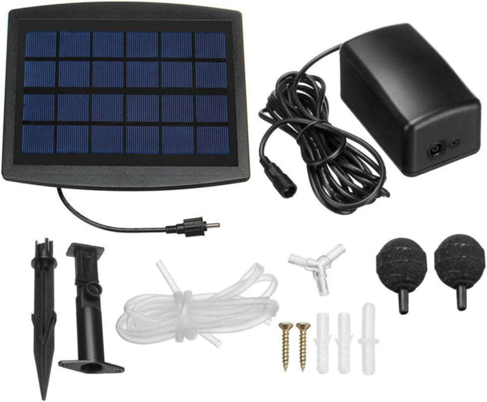 Solcellsdrivet luftpumpskit 2,5 W med slangar och stenar