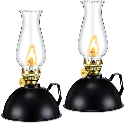 Vintage-stil oljelyktor i glas och metall, set med 2 – Ardin