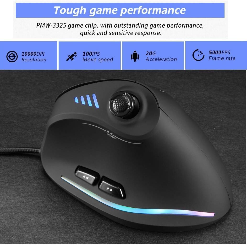 Vertikal RGB-spelmus med joystick och 11 programmerbara knappar – Kryvos