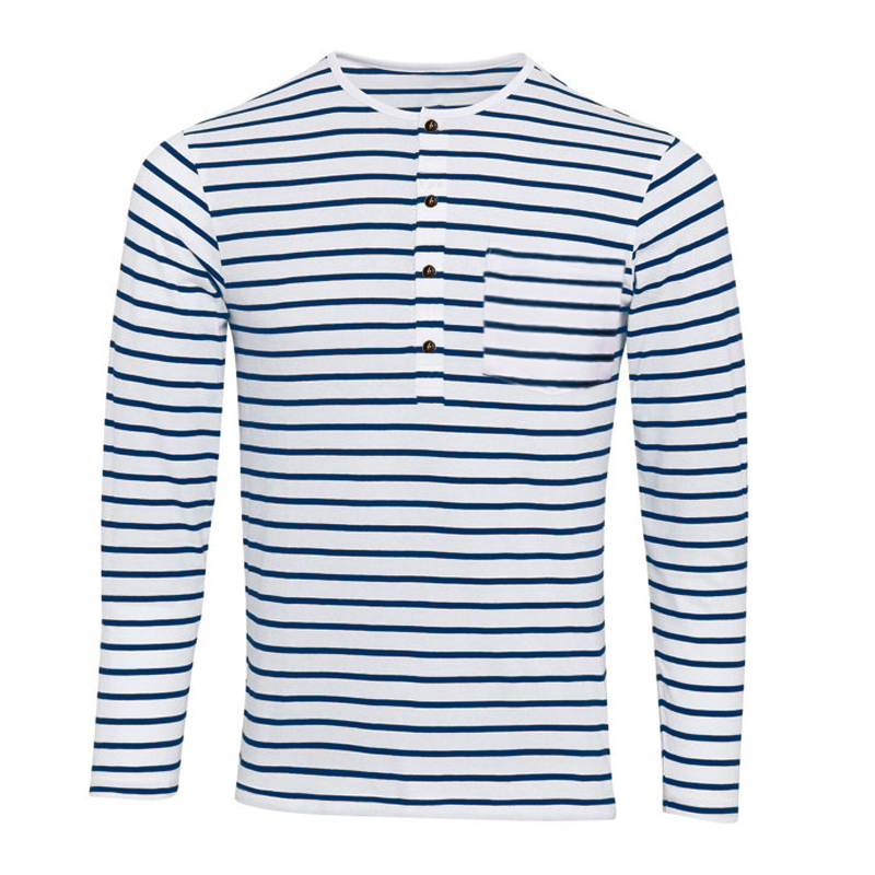 Randig Henley-tröja med långa ärmar – Dorian