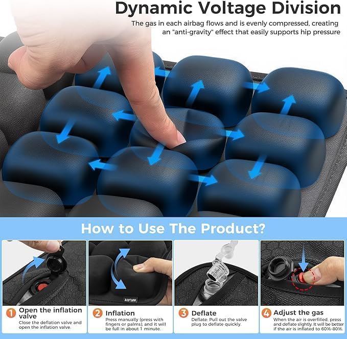 Uppblåsbart resekudde med ergonomisk tryckavlastning – AirComfort