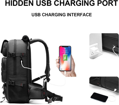 50 l vattentät reseryggsäck med skofack och USB-anslutning