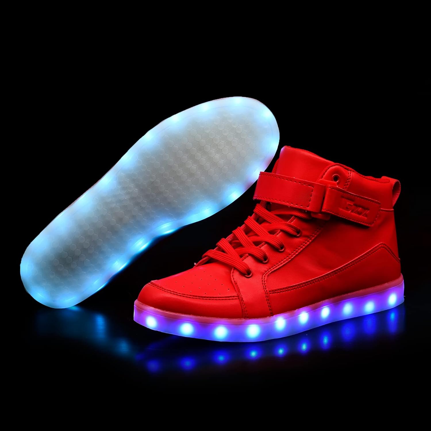 Rote LED-Sneaker mit leuchtender Sohle, modische Schuhe für Kinder und Jugendliche.