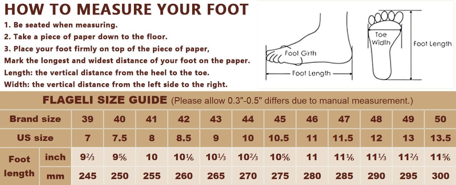 Größentabelle für Schuhe, Fußmessanleitung, Schuhgrößen in EU, US, UK, cm, mm.