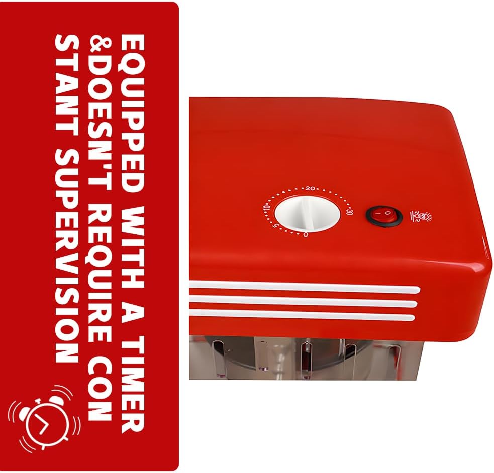 Retro röd elektrisk bordspopcornmaskin med timer – Calvano