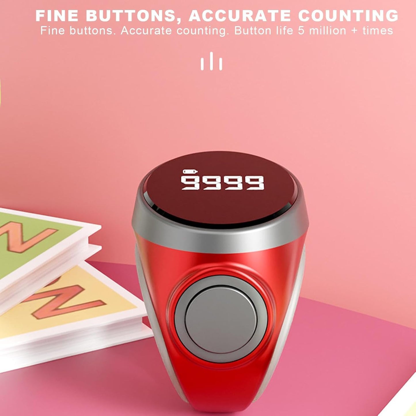 4-siffrig uppladdningsbar digital fingerräknarring (1+1 GRATIS) – Calmero