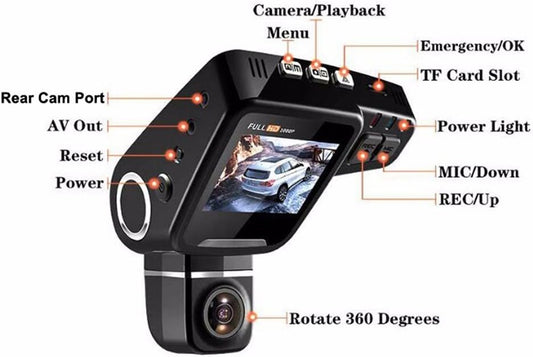 Dold Wi‑Fi-dashcam 1080p med 170° vidvinkel och G-sensor