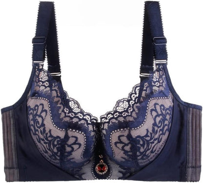 Damen-BH, dunkelblau, Spitze, verstellbare Träger, elegantes Design, Unterwäsche, Dessous.