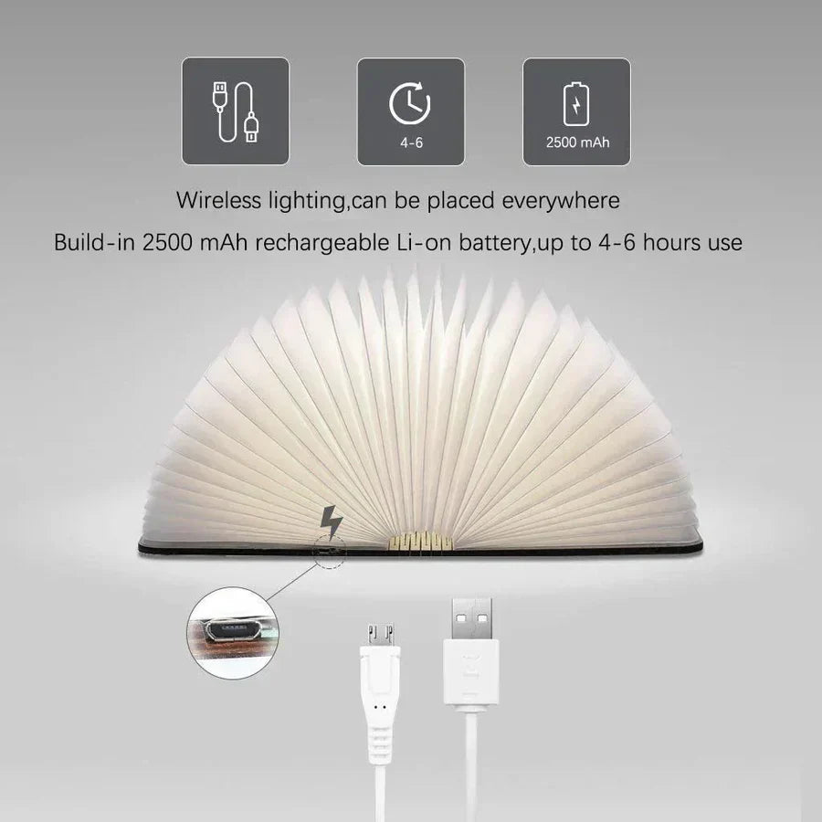 Fällbar boklampa med varmt LED-ljus - StoryGlow