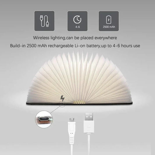 Fällbar boklampa med varmt LED-ljus - StoryGlow