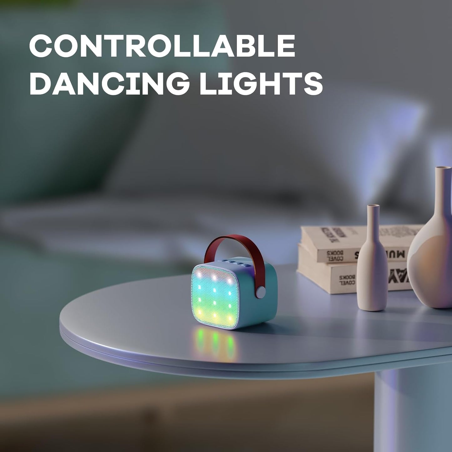 Bärbar mini-karaokemaskin med Bluetooth-högtalare och 2 trådlösa mikrofoner – Veylo