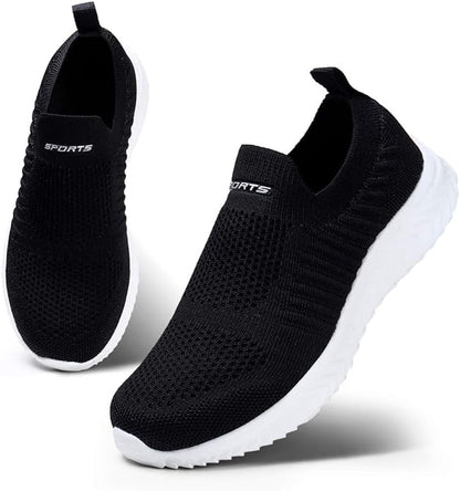 Schwarze Sportschuhe, atmungsaktiv, rutschfest, für Herren, mit weißer Sohle.