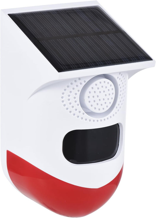 Solcellsdrivet rörelsesensorlarm med 120 dB-sirén och LED-stroboskop – Feronix