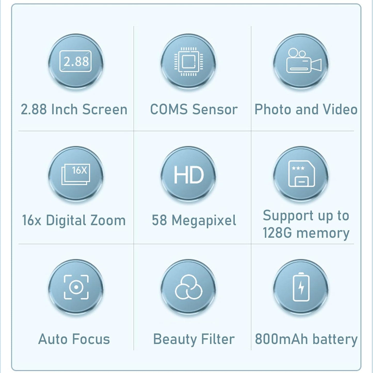4K kompakt digitalkamera med 58 MP-bilder och 16x zoom – Lumora