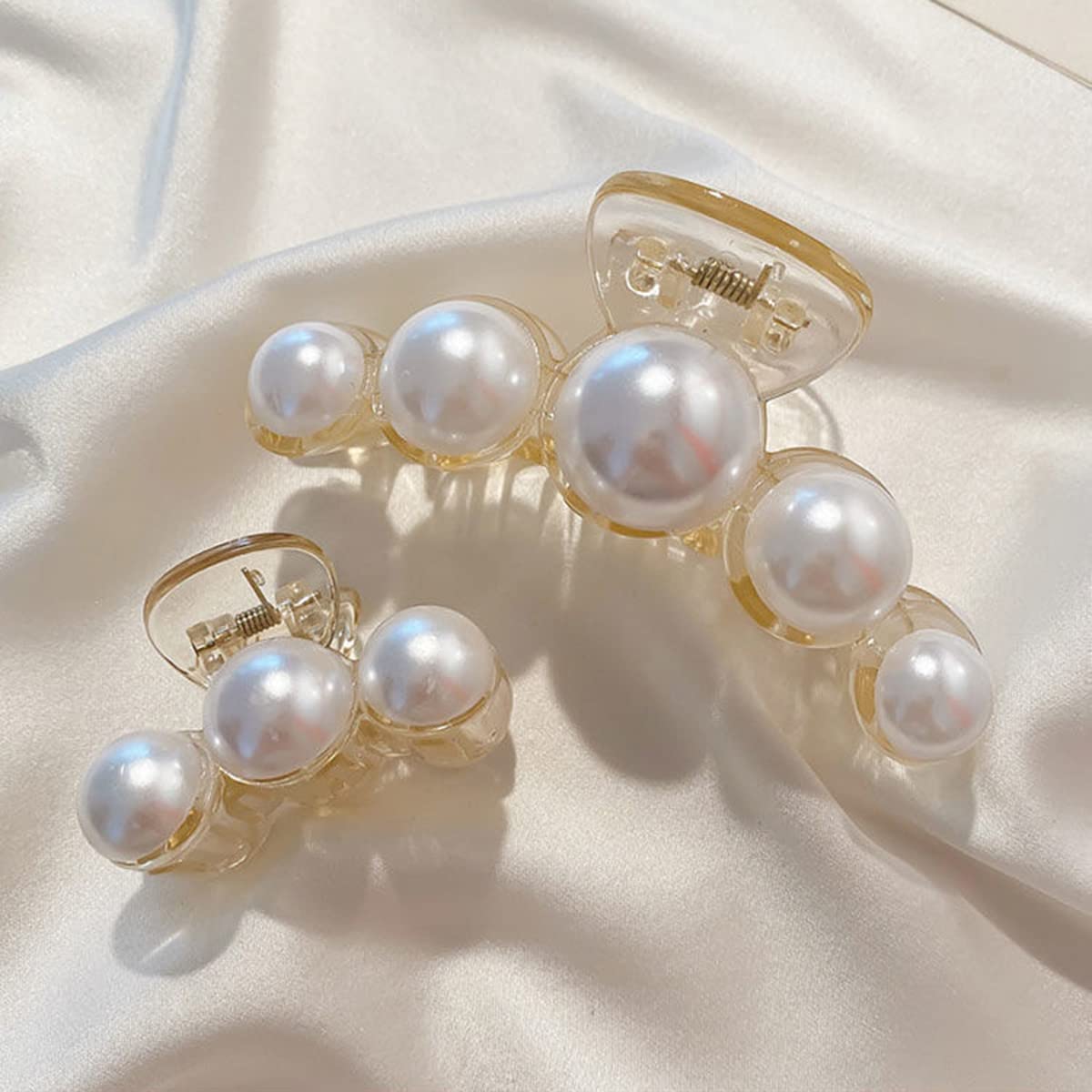 Perlen-Haarspange aus Kunststoff, transparent, elegant, modisches Accessoire, Damenfrisur.