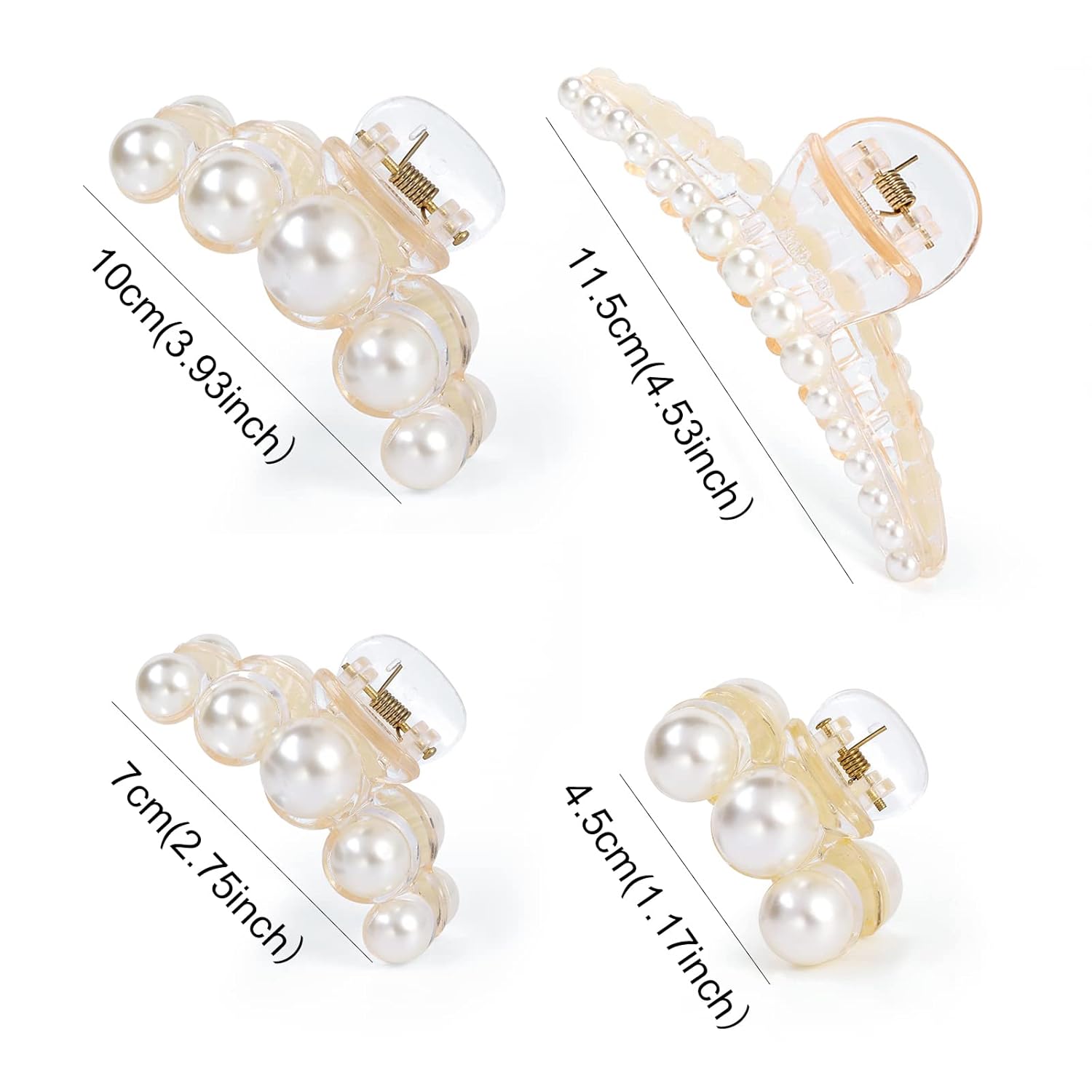 Perlen-Haarspange, transparent, Kunststoff, 4 Größen, modisches Accessoire für Damenfrisuren.