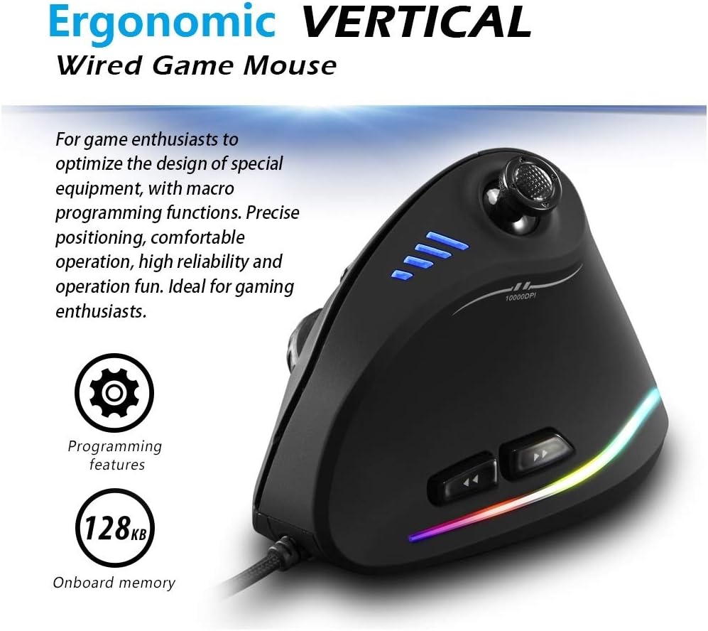 Vertikal RGB-spelmus med joystick och 11 programmerbara knappar – Kryvos