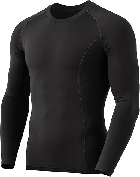 Schwarzes langärmeliges Kompressionsshirt für Herren, atmungsaktiv, Sportbekleidung.