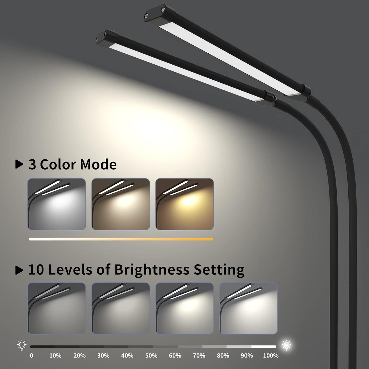 77 LED skrivbordsklämlampa med en 70 cm flexibel svanhals – Ravien