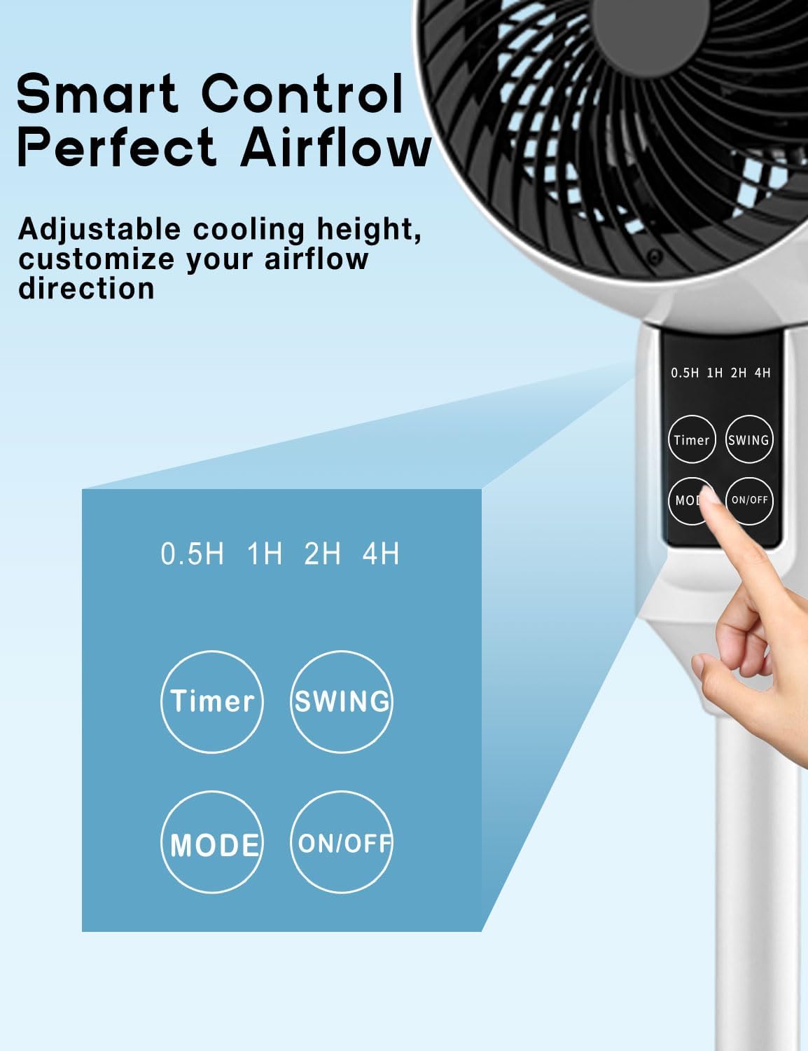 Justerbar golvfläkt med 3D-oscillation – Aerion
