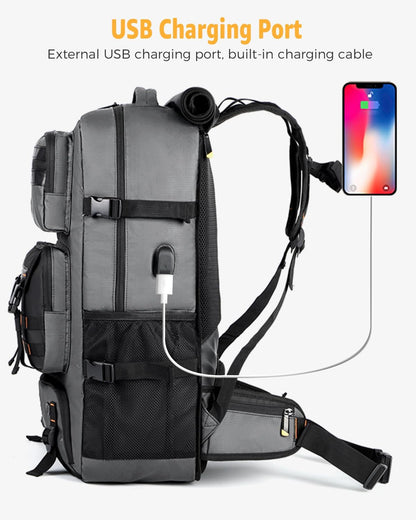 50L flygklar konvertibel reseryggsäck med skofack och USB-anslutning