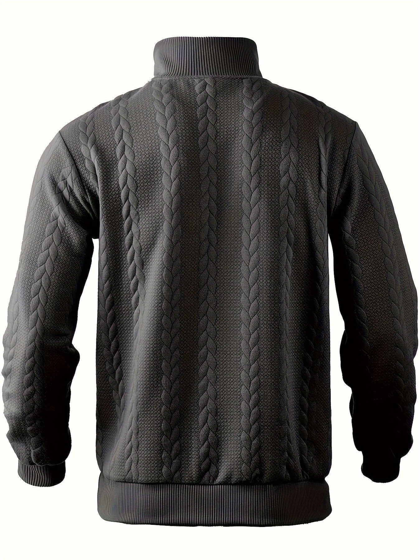 Schwarzer Strickpullover mit Zopfmuster, Herrenmode, Winterkleidung, warm und stilvoll.