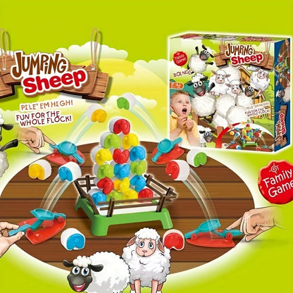 Brettspiel "Jumping Sheep" für Kinder, bunte Schafe, Geschicklichkeitsspiel, Familienspiel.