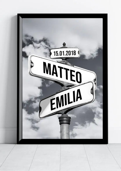 Affischer med gatuskyltar för par