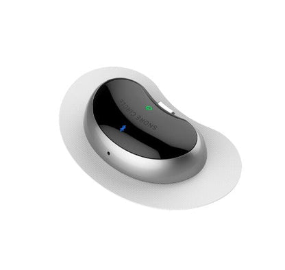 Tragbares EKG-Gerät, schwarz-silber, kabellos, Herzüberwachung, medizinisches Wearable.