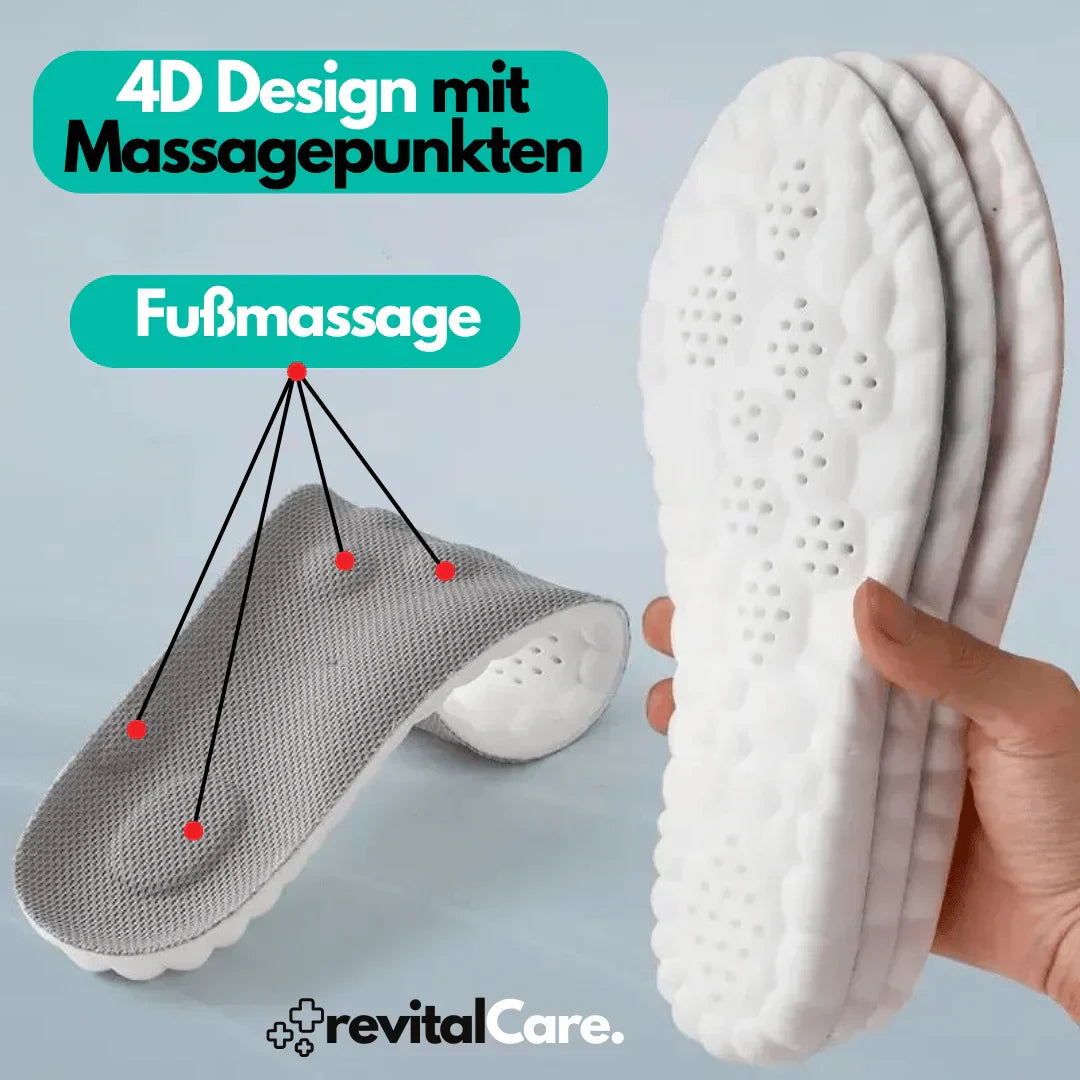 4D Einlegesohlen mit Massagepunkten, Fußmassage, weiß, ergonomisch, Komfort, RevitalCare