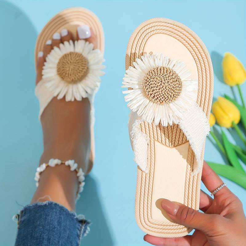 Boho slip-on-sandaler med blommönster – Marivi