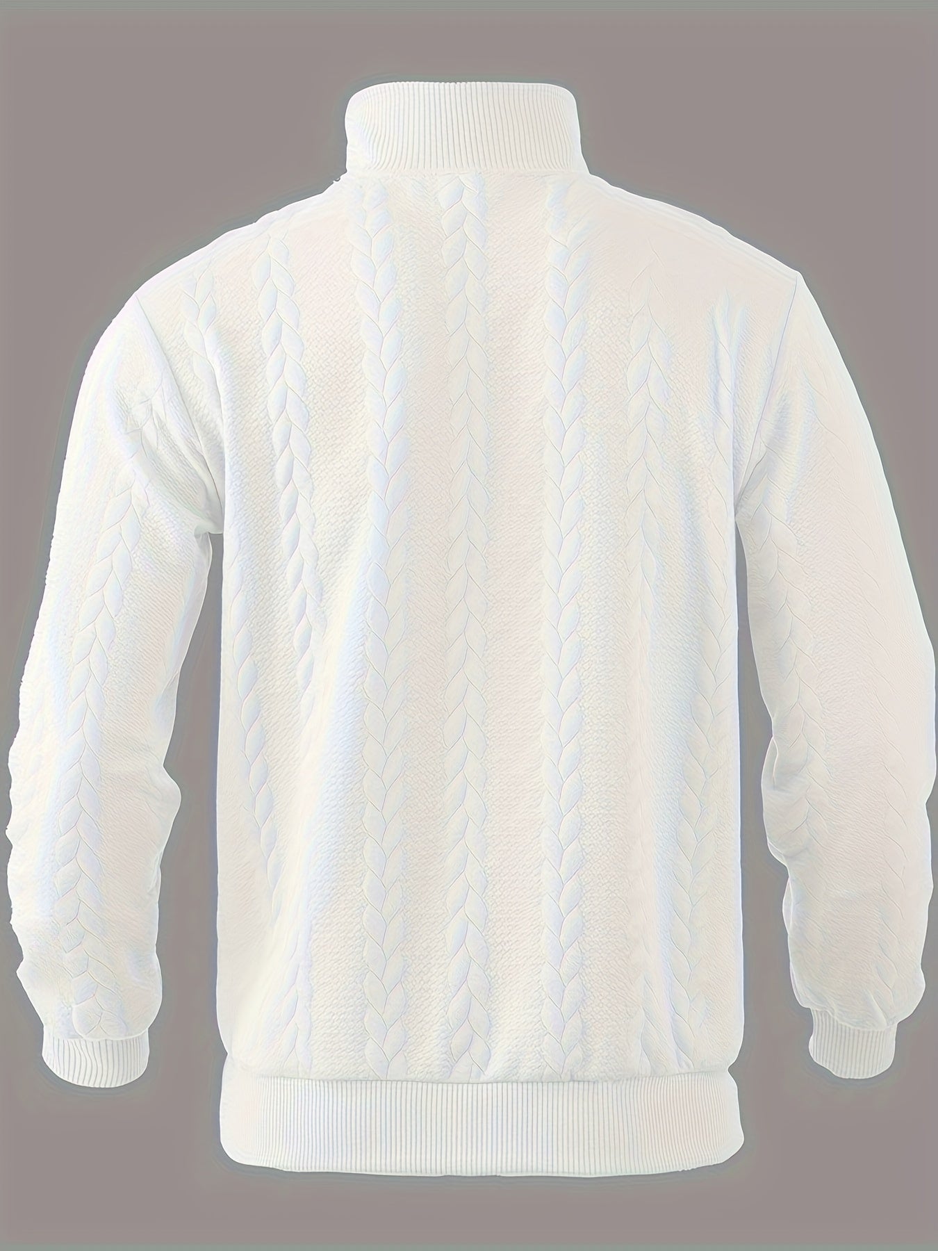 Weißer Strickpullover mit Zopfmuster, Herrenmode, Winterkleidung, warm, stilvoll, bequem.